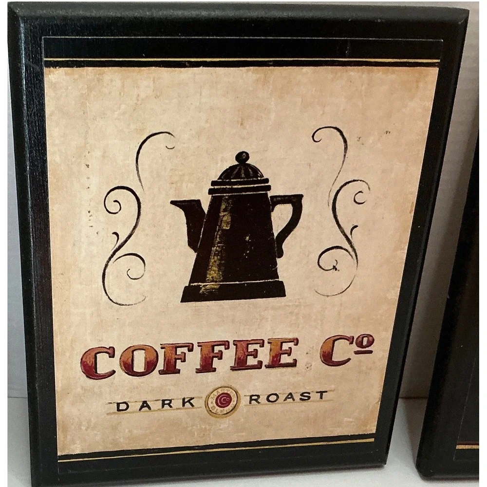 Unbranded Vintage Style Coffee Wall Art Set of 3 Wood Plaques Kitchen Decor 8x10